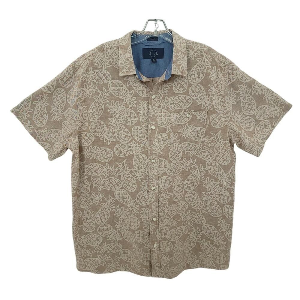 Eventide Pineapple Print Linen Cotton Shirt XL